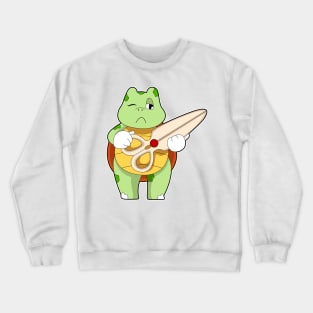 Turtle as Hairdresser with Scissors Crewneck Sweatshirt